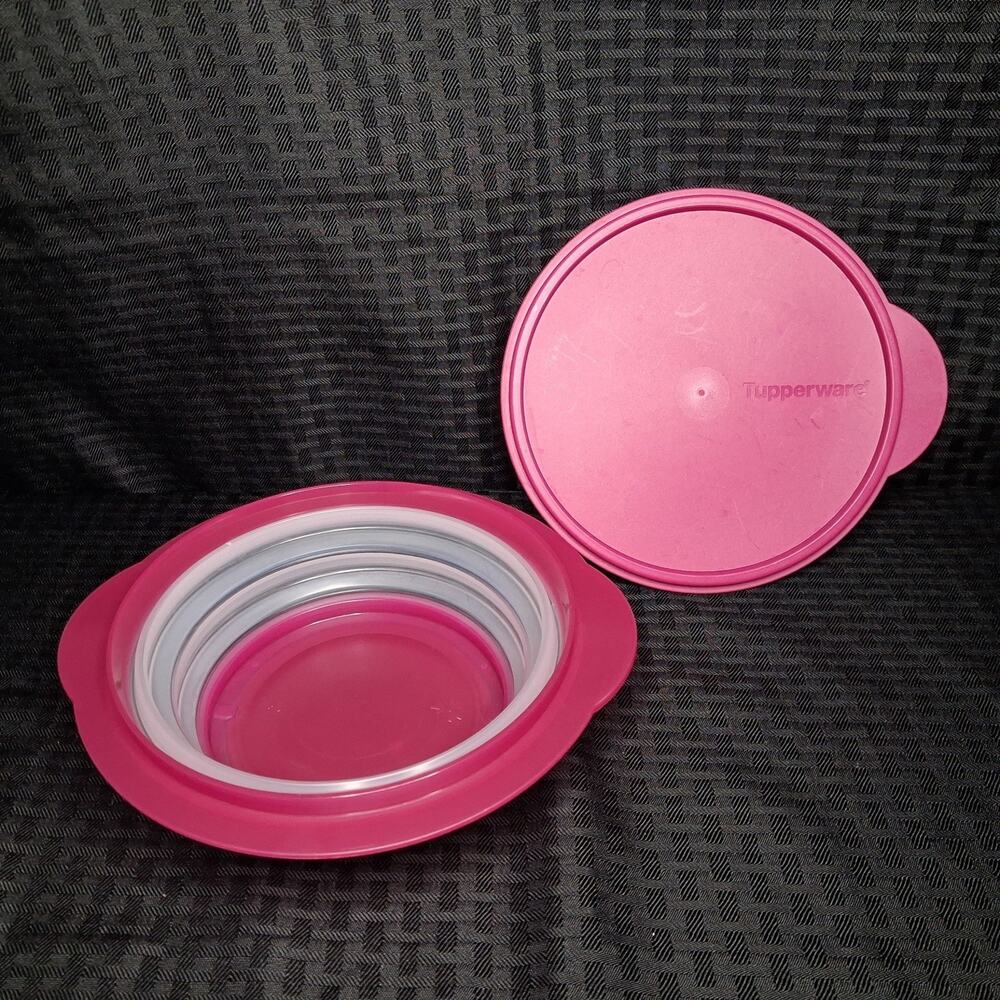 TUPPERWARE FLAT OUT COLLAPSABLE BOWL + LID 4 CUP CAPACITY 950 ml